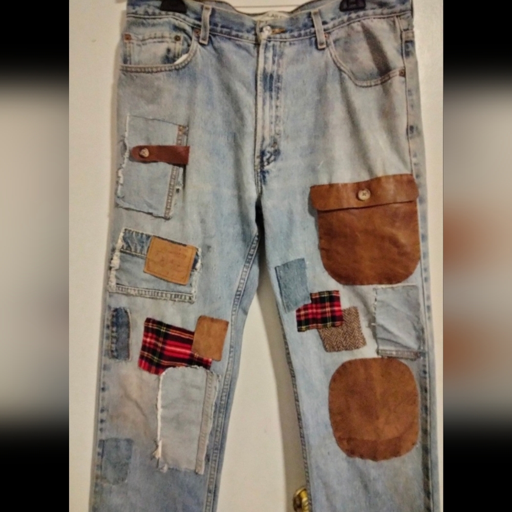 Levi's Vintage Custom Made Patchwork Straight Leg… - image 5